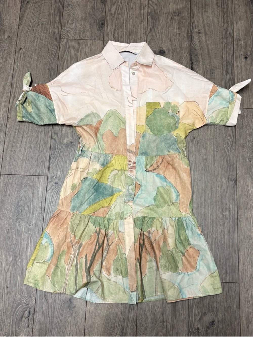 Zara tiered tan mini dress
